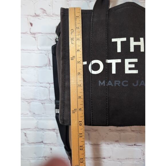 Marc Jacobs Black Gray Canvas Medium The Tote Bag with Dust Bag - Picture 15 of 16
